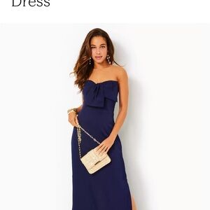 Elegant Navy Strapless Dress